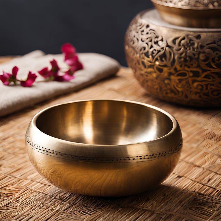Klangschale in stimmungsvoller Atmosphäre – lädt zur Entspannung und Achtsamkeit ein