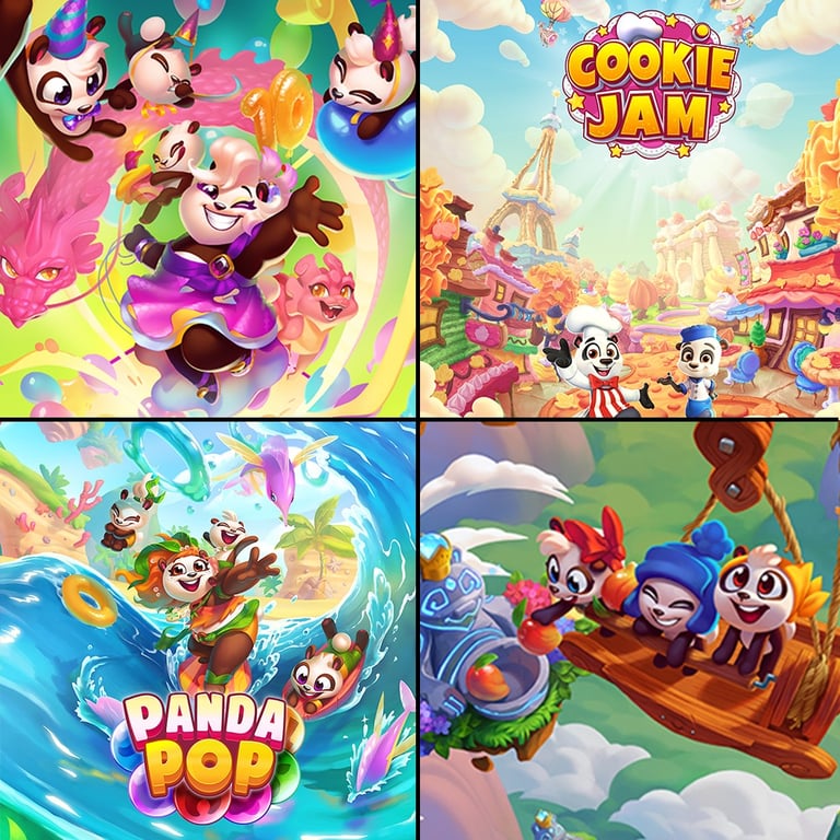 a collage of panda panda pop