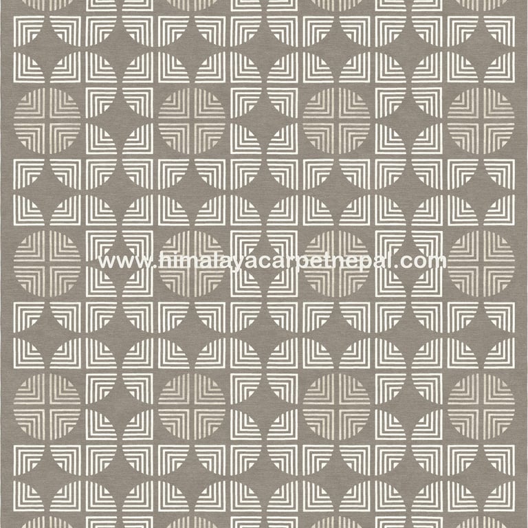Custom Rugs - Contemporary Tibetan hand-knotted rug / repeating geometric pattern / modern design