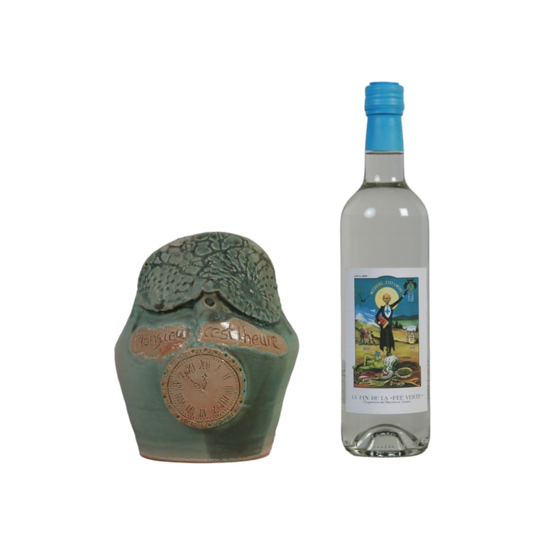 Pot en grès de l'absintherie Guilloud du val de travers Coffret avec bouteille possible
