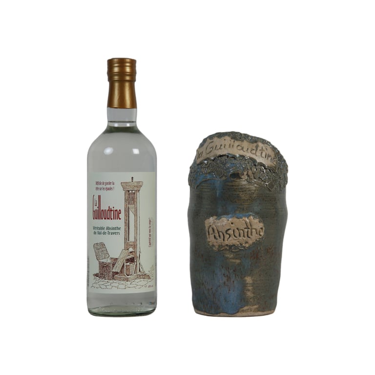 Pot en grès de l'absintherie Guilloud du val de travers Coffret avec bouteille possible
