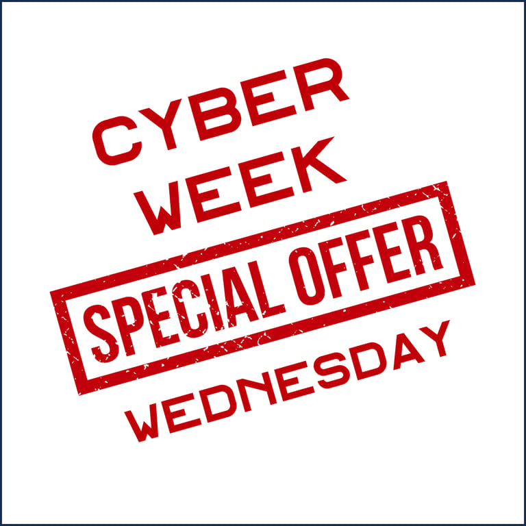 a red and white sign with the words cyber week special offer