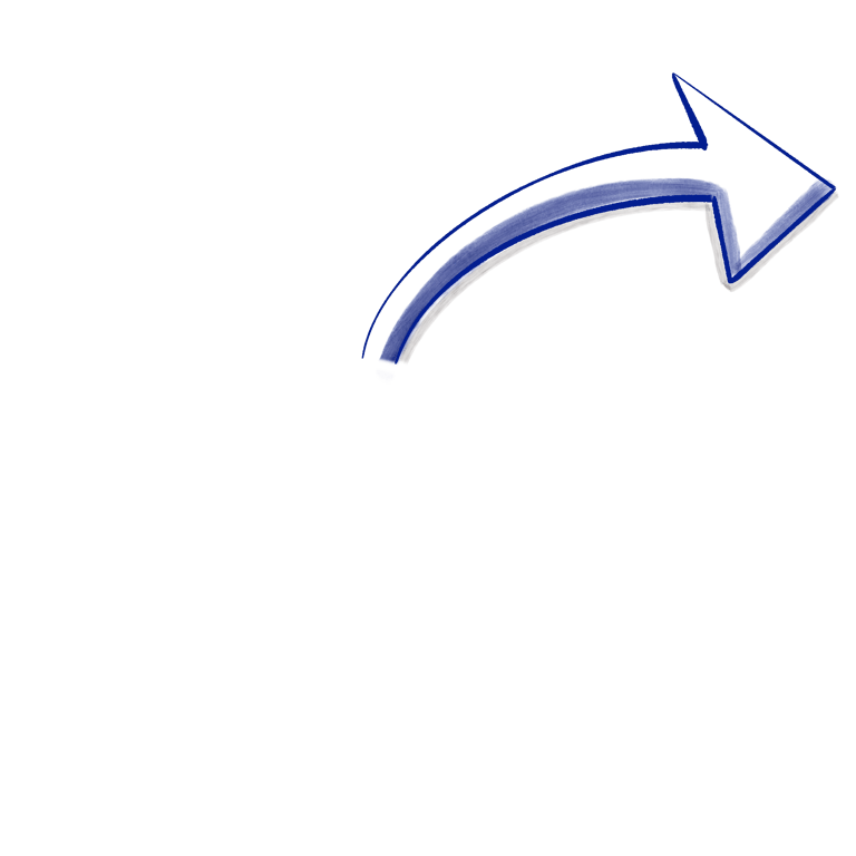 A 3D curved blue arrow pointing towards the upper right corner on a solid black background.