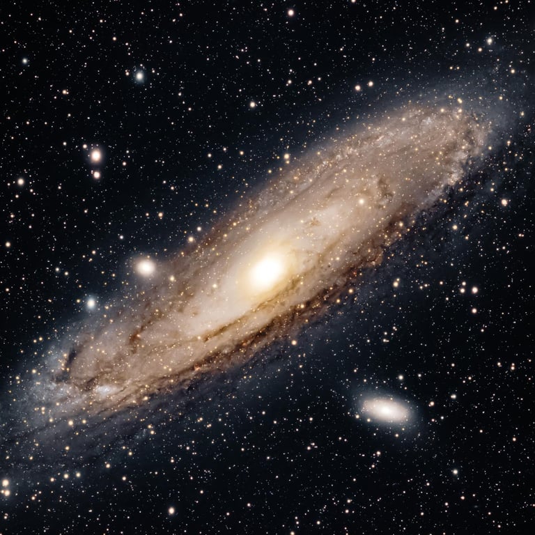 Vue spectaculaire de la galaxie d'Andromède, ses spirales lumineuses et ses millions d'étoiles brillantes