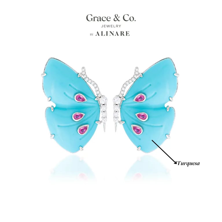 brinco pedra turquesa natural