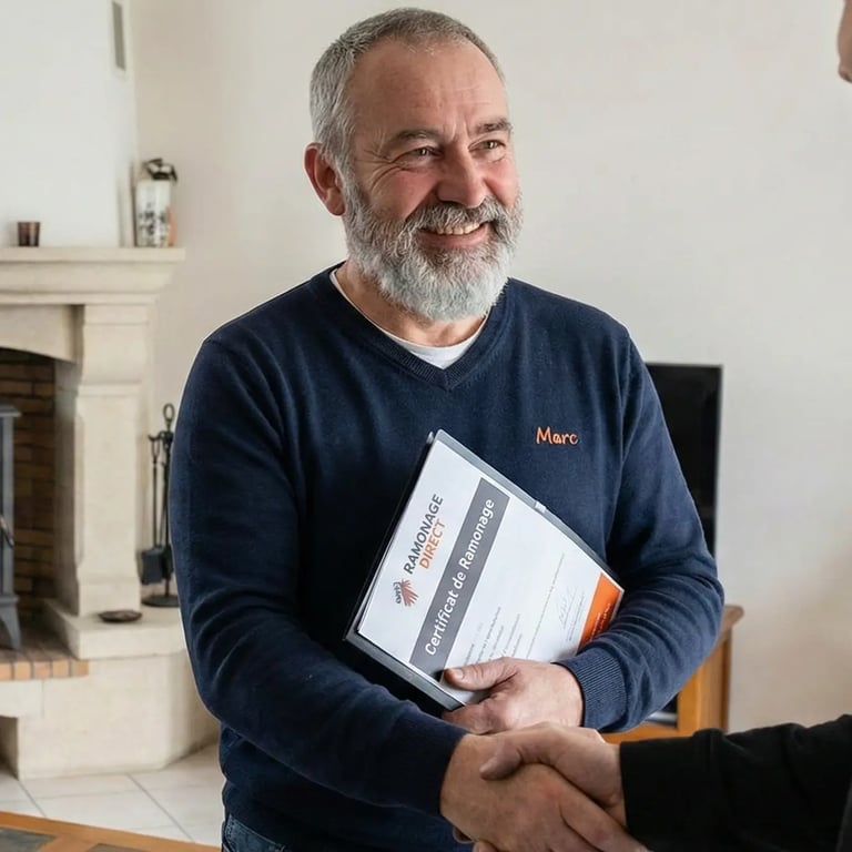 Photo d'un client satisfait de son pack annuel 2 ramonages-90€ par an