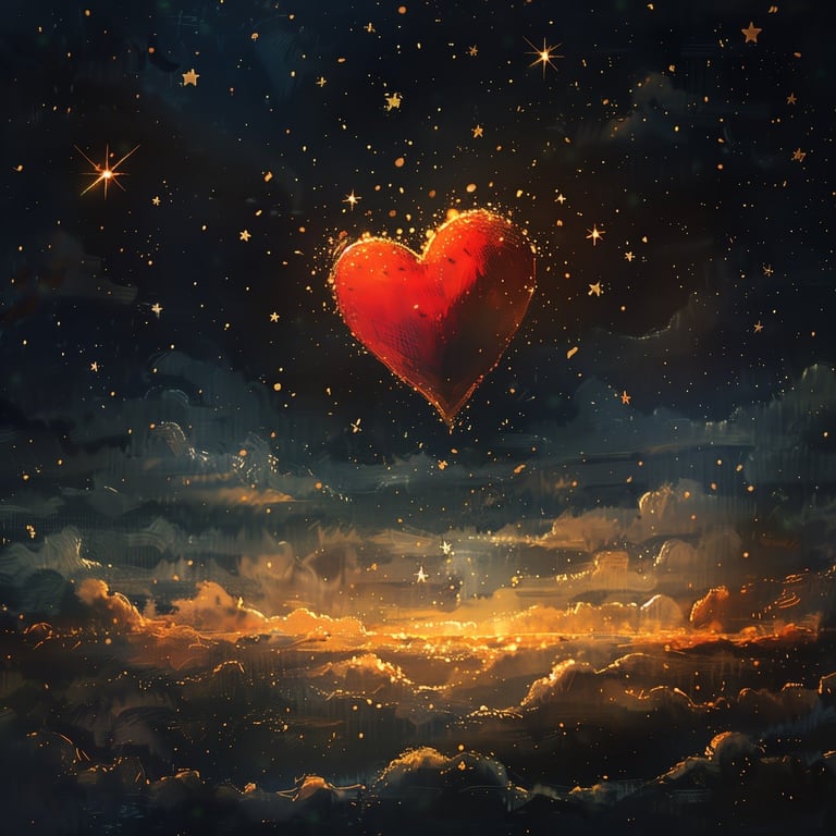 amour coeur dans l'air ciel étoiles