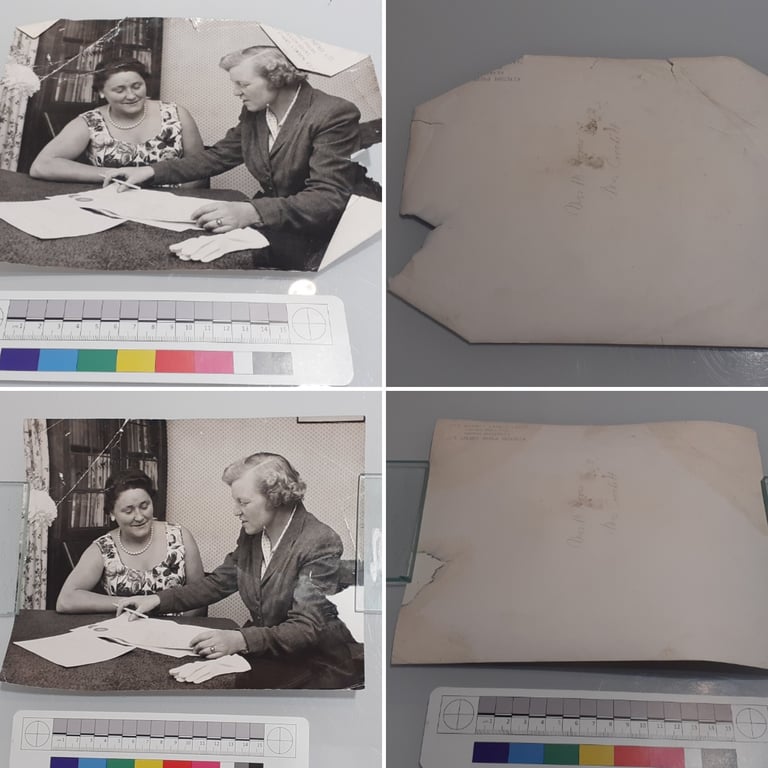Silver Gelatin print before and after conservation