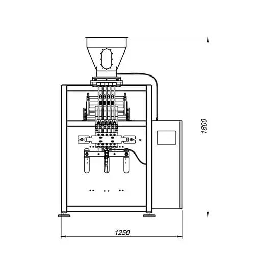 مخطط أمامي لماكينة سكر أصابع 5 خطوط