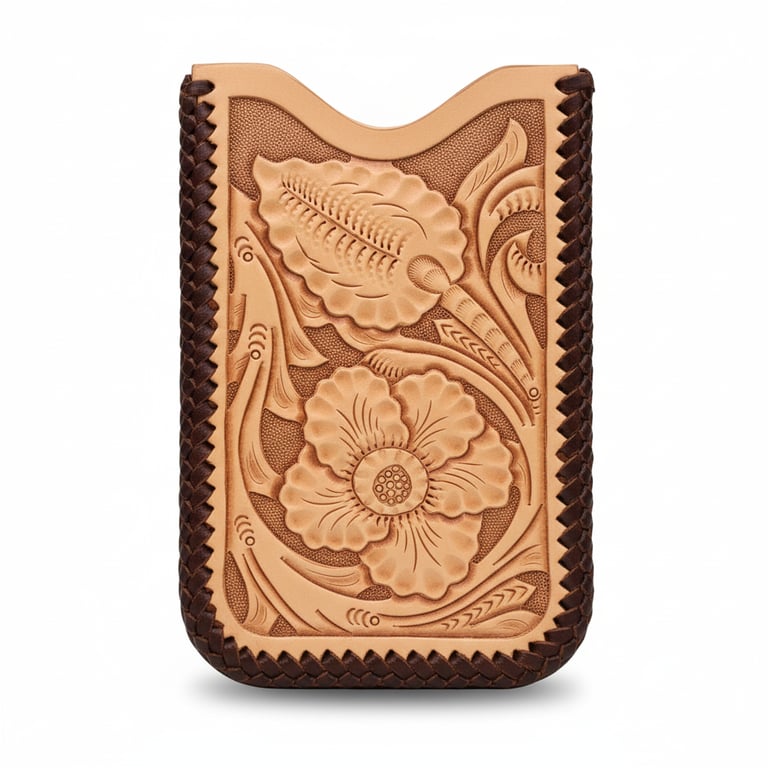 Hand-tooled phone sleeve