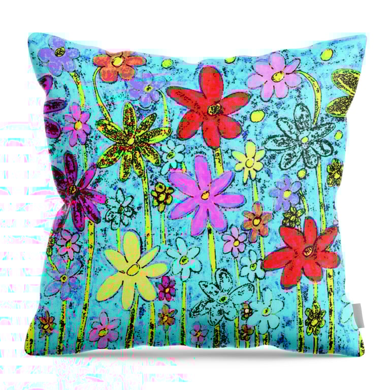 Throw Pillow with a floral design printed on it. 