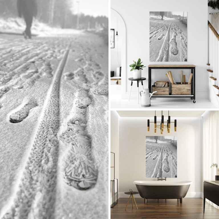 upper/lower left design itself, design on two canvas prints on right
