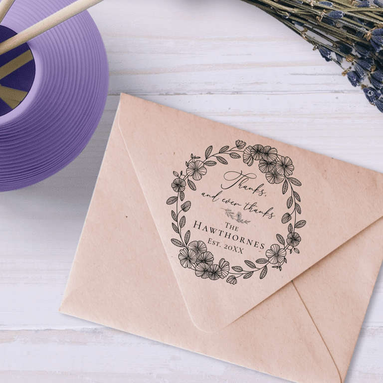 Ever Thanks Personalized Floral Stamp