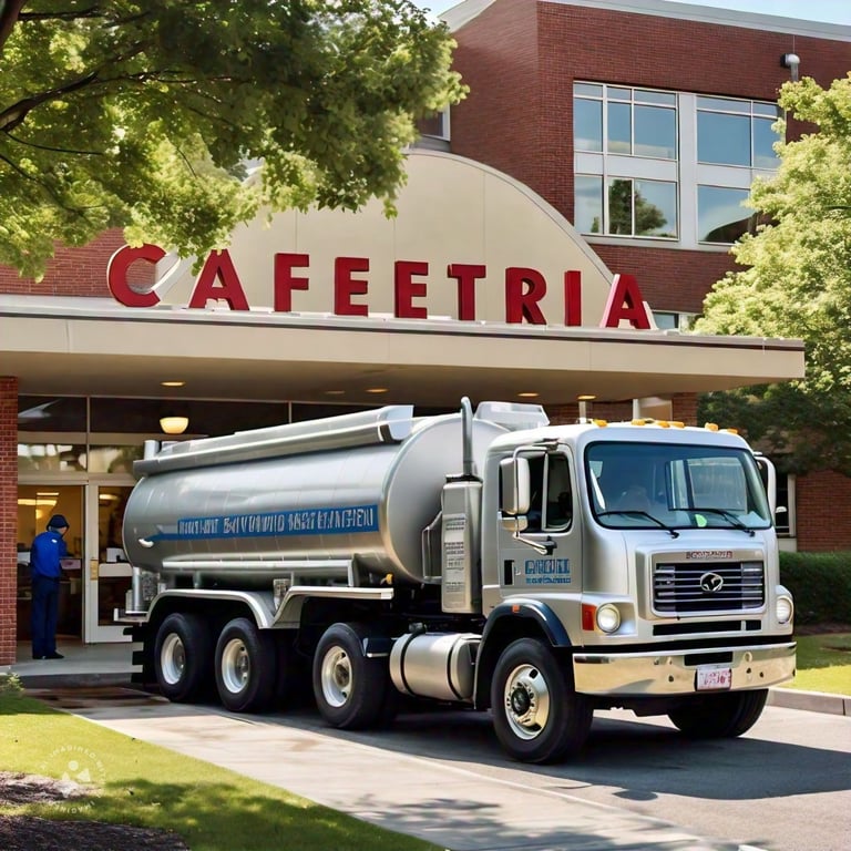 a truck parked in front of a cafe