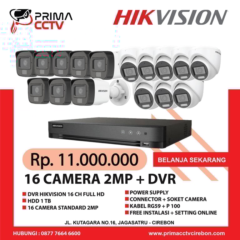 Paket 16CH Hikvision 2mp