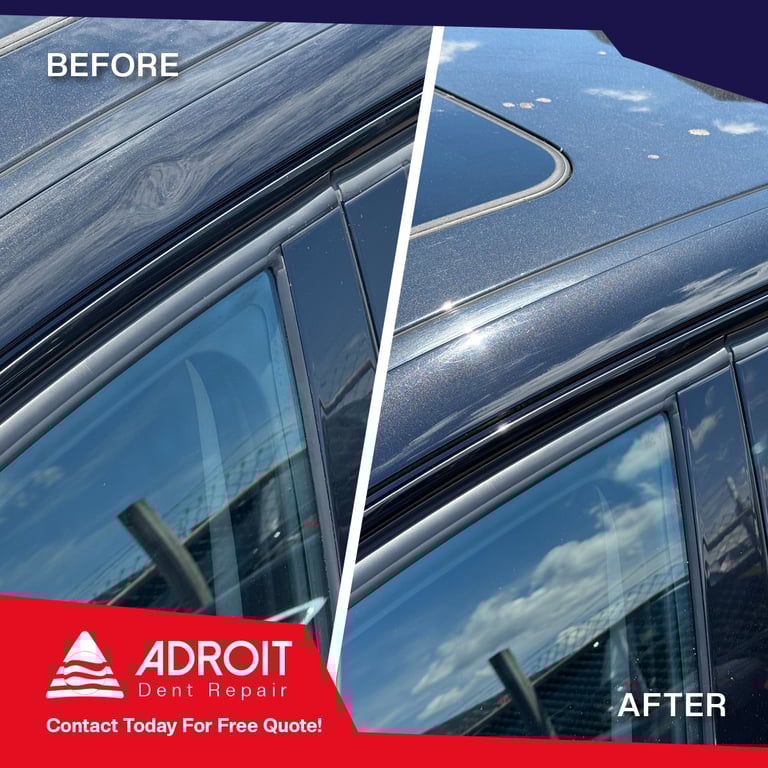 Adroit Dent Repair_shallow dent on roof of a BMW 335i fixed using cold glue