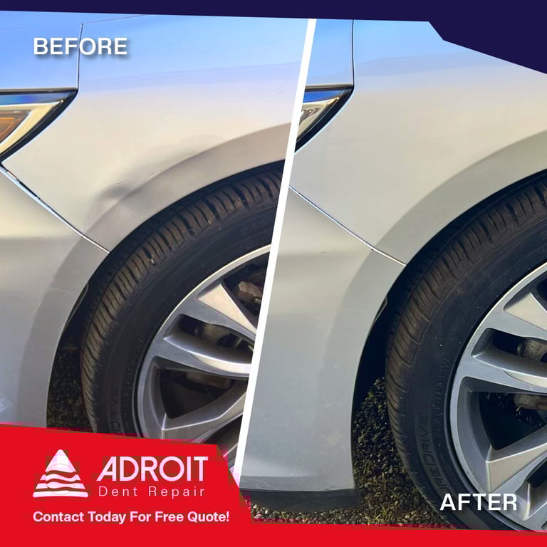 quick repair using PDR technique on Chevy Malibu fender