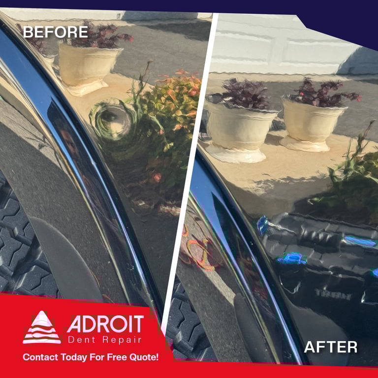 Adroit Dent Repair_RAM door ding on bed has been fixed using hot glue