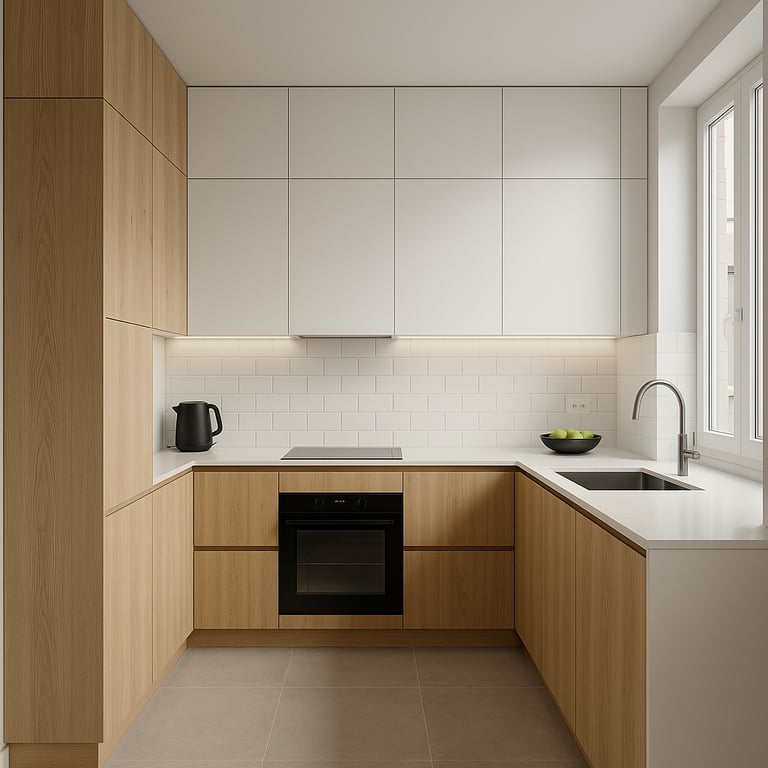 Cocina reformada con estilo minimalista