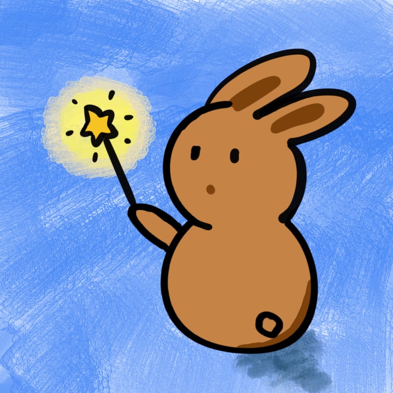 The Rabbit's Secret Stories Logo our brown rabbit's wand to magical stories