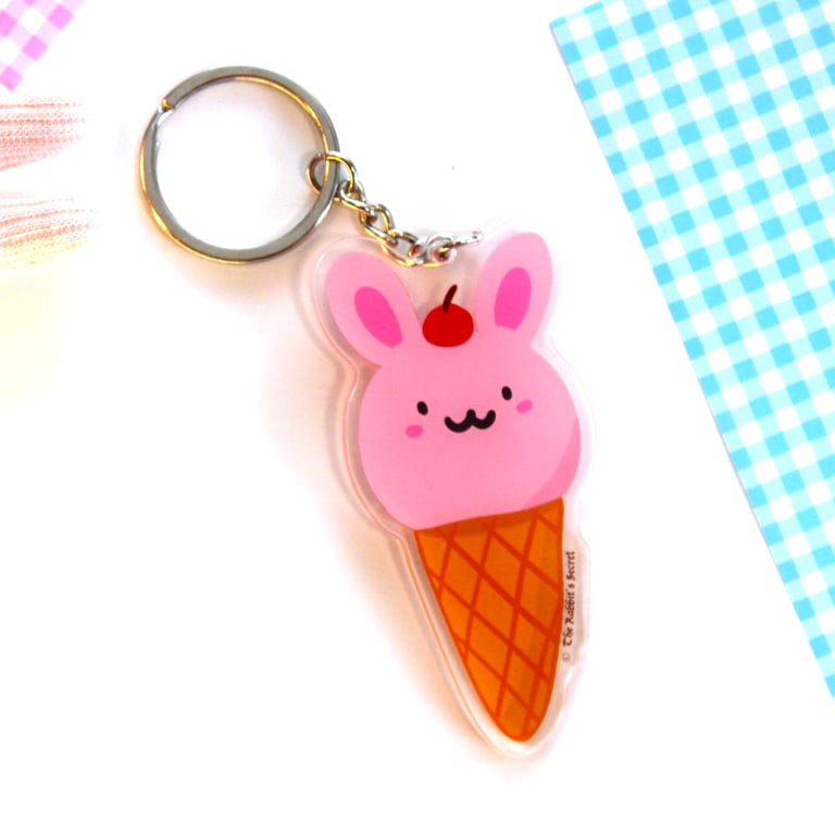 strawberribit rabbit ice cream keychain original designed in singapore