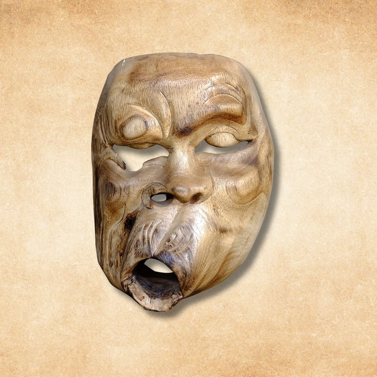 a wooden decoration of mask