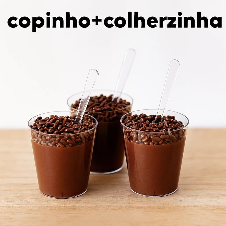 copinho + colher de acrílico com brigadeiro