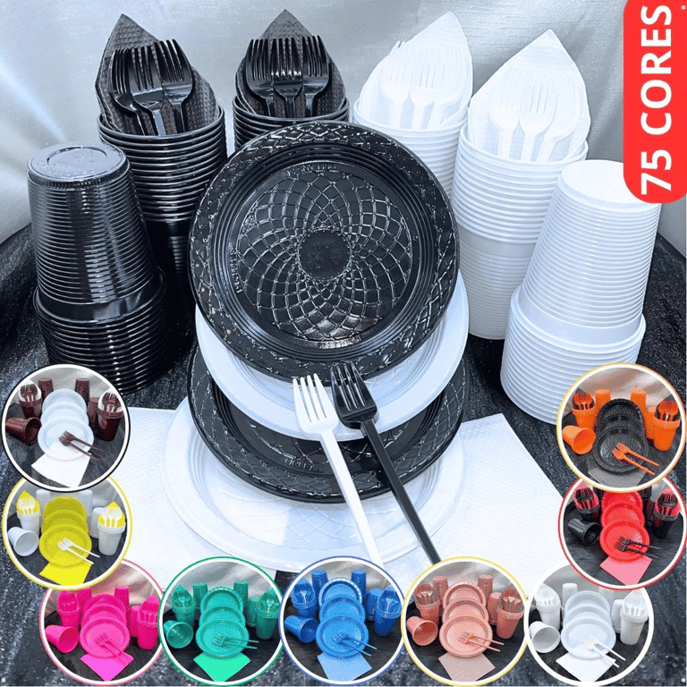 kit pratinhos, copinhos, garfinhos e guardanapos