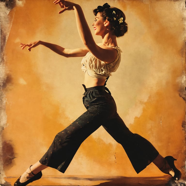 a woman in a white top and black pants