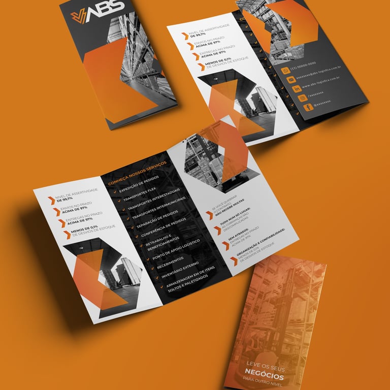 mockup do folder institucional da empresa ABS