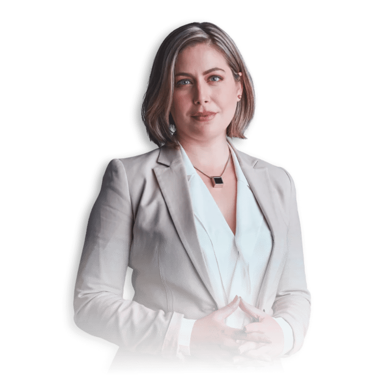 a woman in a suit and a white shirt