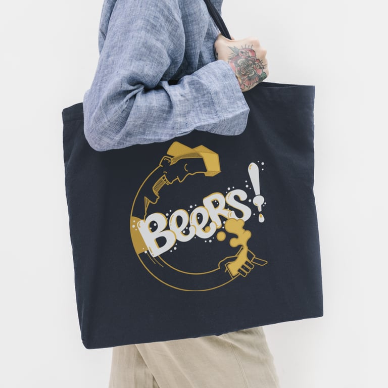 Tote Bag personnalisé Beers! Création de branding par Marion Guizzardi, directrice artistique, Montpellier.