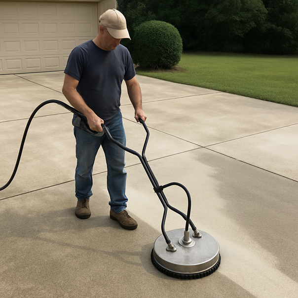 power washing a driveway
