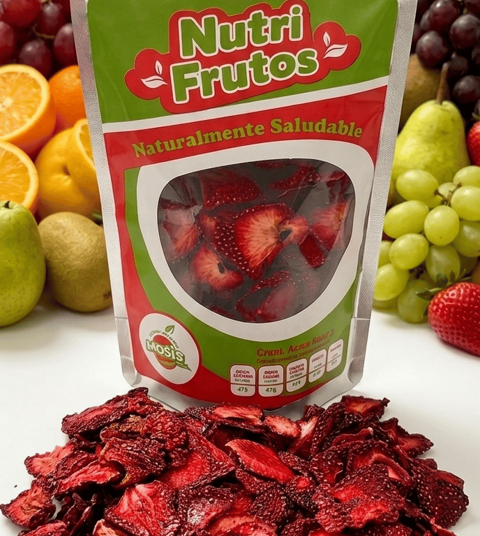 Presentación individual de fresas deshidratadas