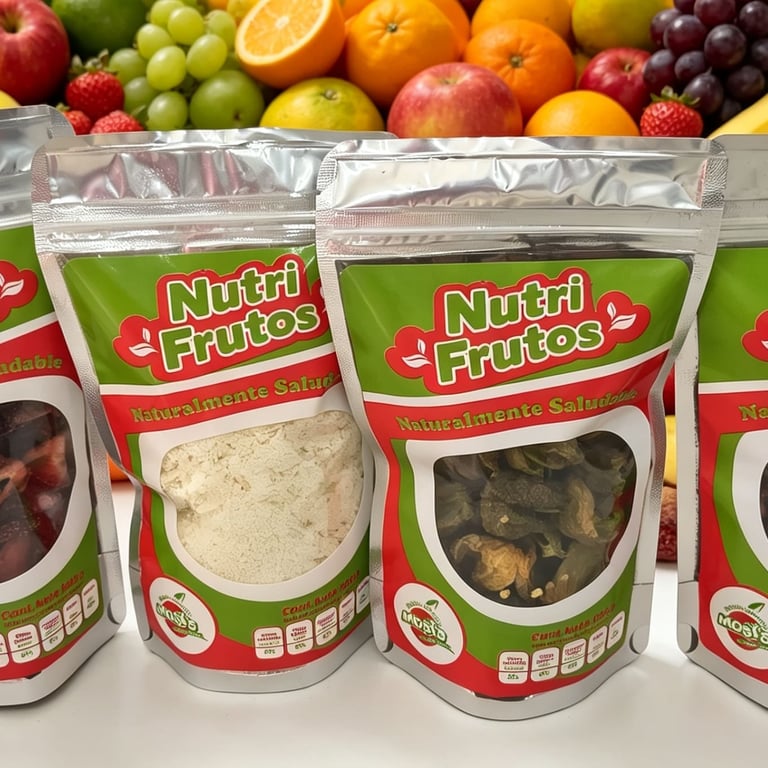 Presentación indicidual de varias frutas deshidratadas