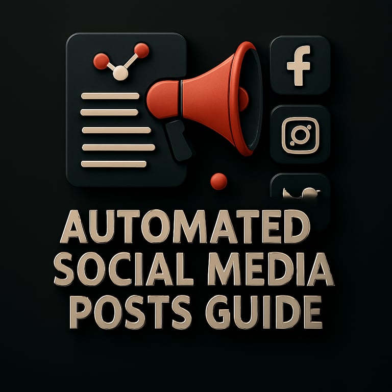 Document with graph, red megaphone, and icons for Facebook, Instagram, and Twitter above the text ‘A