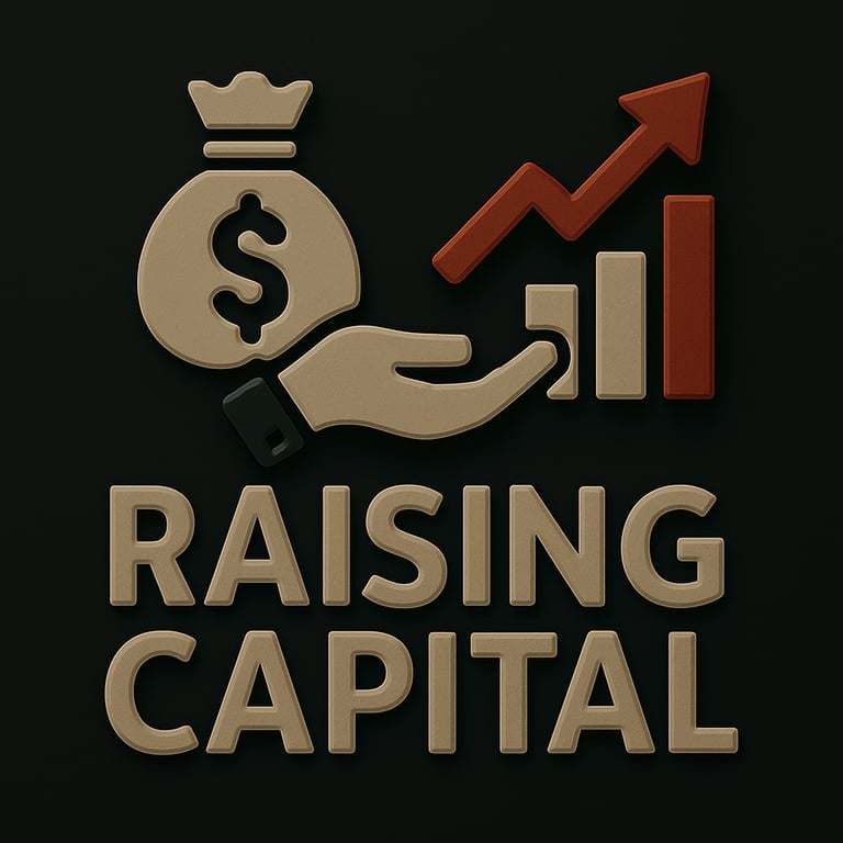 Hand holding growth chart and money bag icon representing funding, investment, and capital raising s