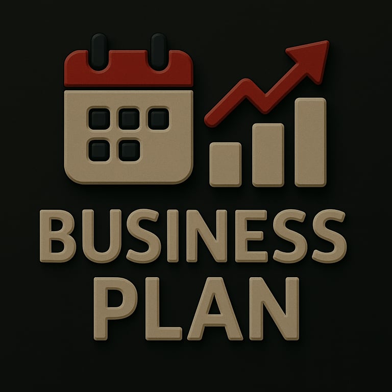 Calendar icon and upward graph illustrating structured business planning and growth forecasting