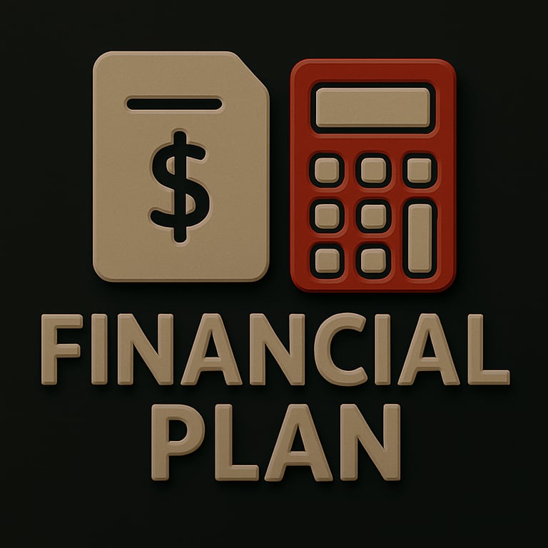 Document with dollar symbol and calculator icon representing financial planning and budgeting servic