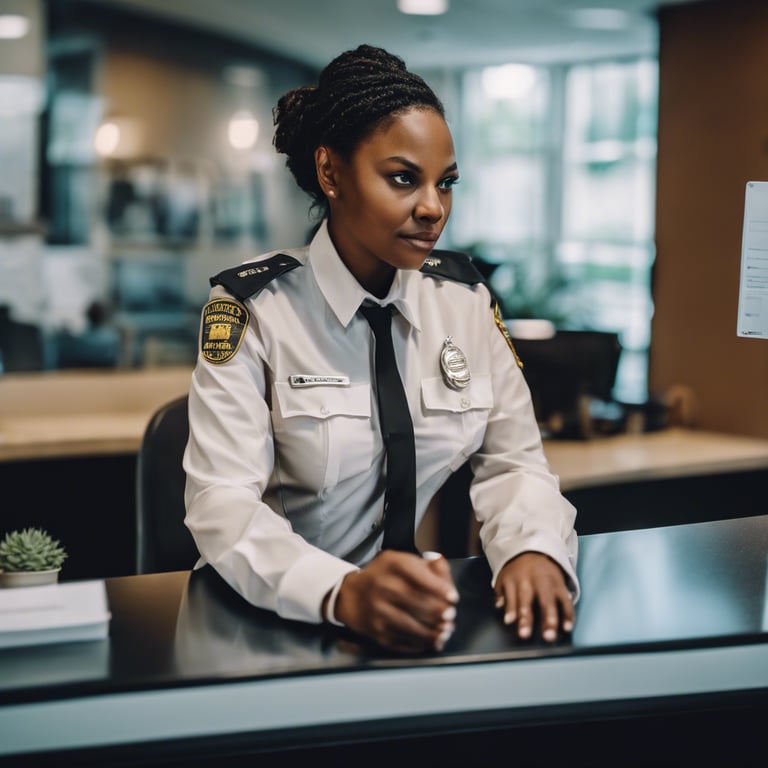 two women facing security camera above mounted on structure