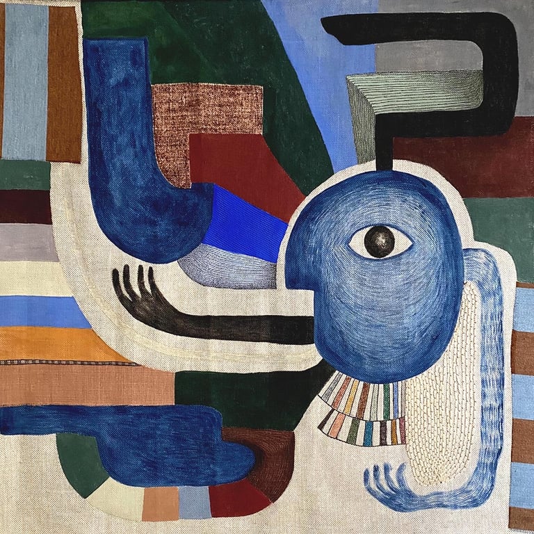 tenture textile peinte