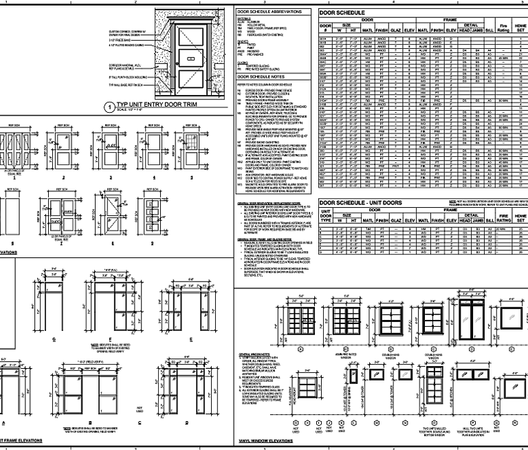 Division eight plan page for the door schedule.