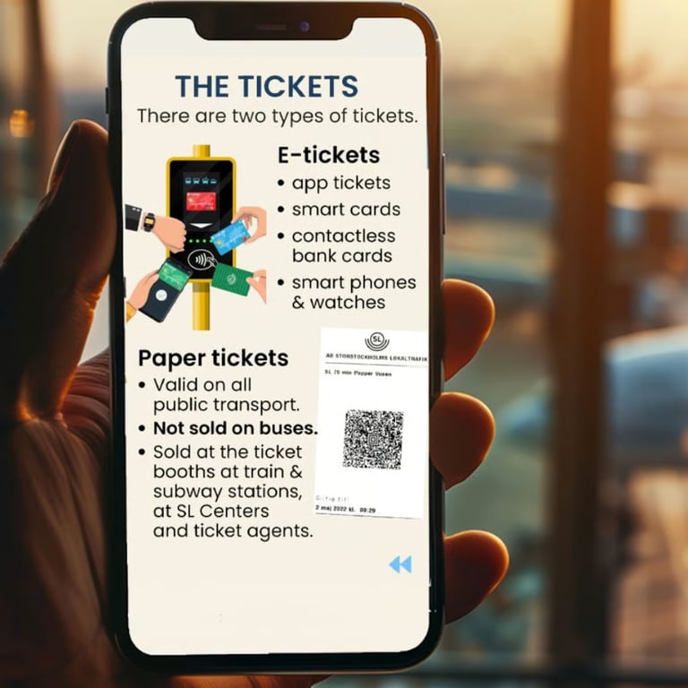 Page in guide about Stockholm public transport tickets