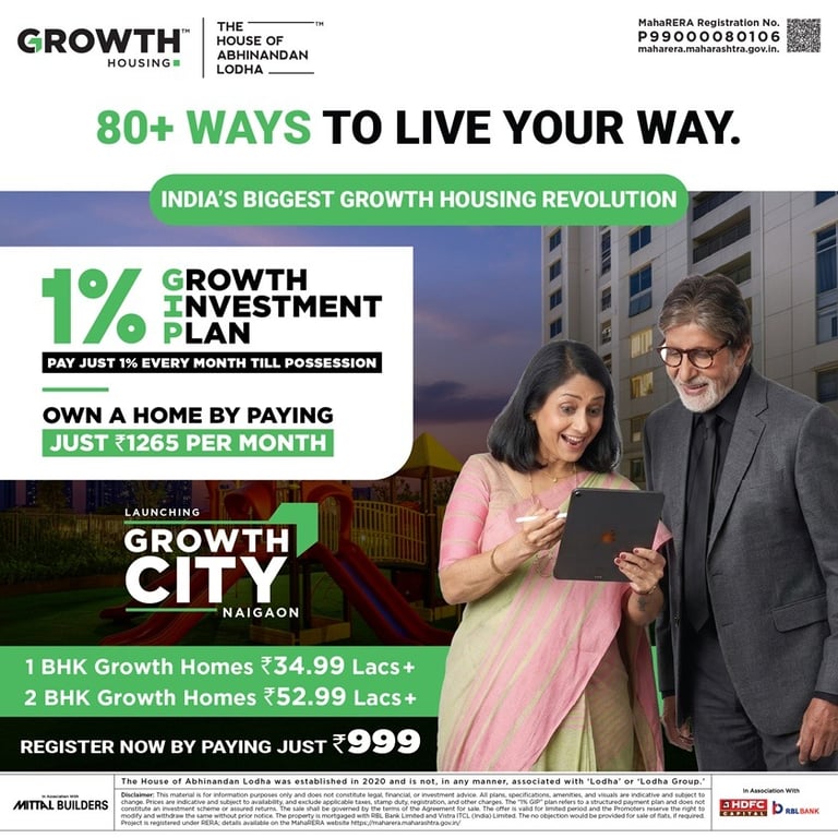 THE GREAT WESTERN MUMBAI NAIGAON, HOUSE OF ABHINANDAN LODHA NAIGAON, GROWTH HOUSING NAIGAON