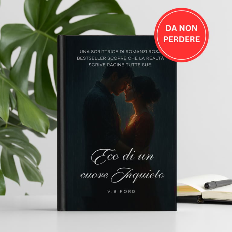 Il romanzo rosa Not the Beginning, Not the End di V.B. Ford in esposizione, con una copertina intens