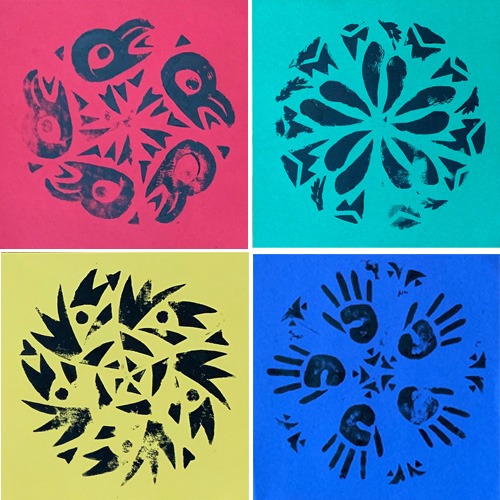 radial shaped prints with 4 different designs