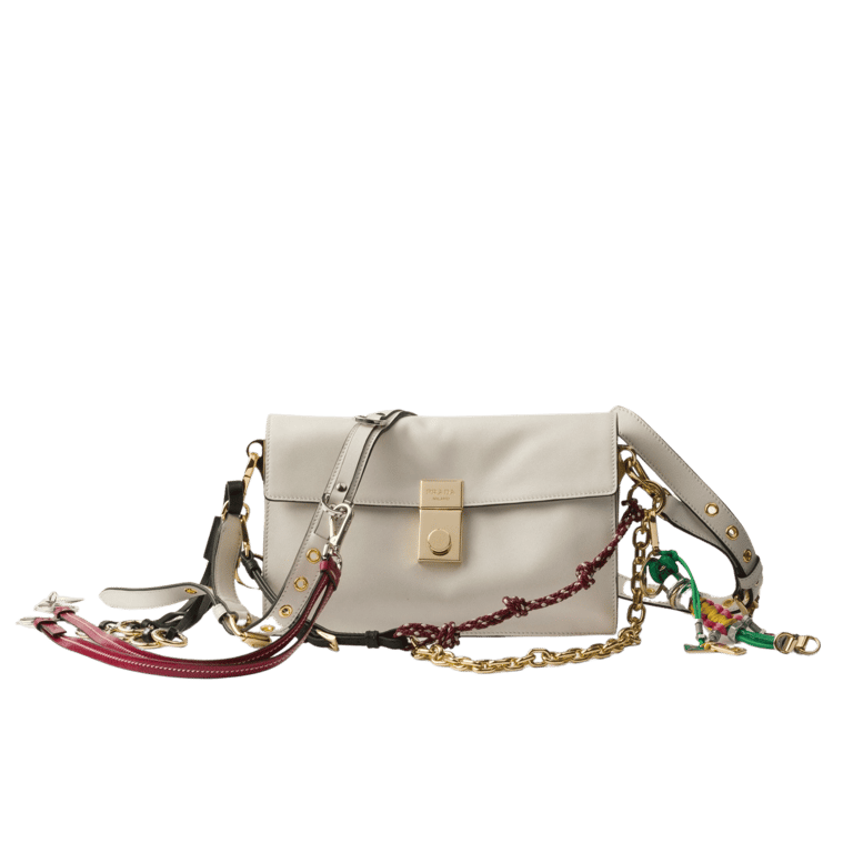 yellow app dhgate finds Prada Soft Robot Knitted Bag Charm With Shoulder Strap in White