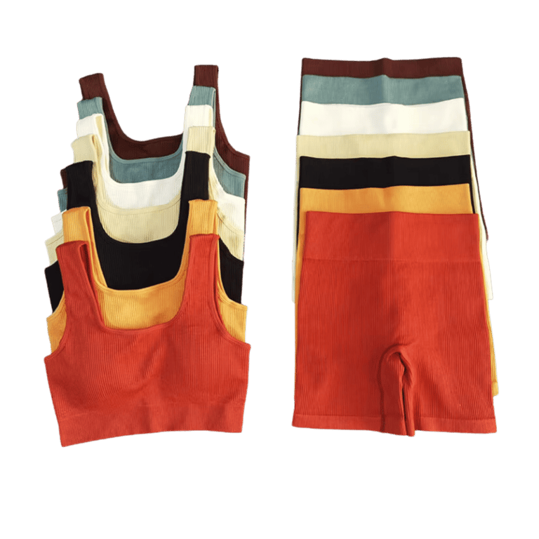 aliexpress ribbed gym sports bra and shorts set