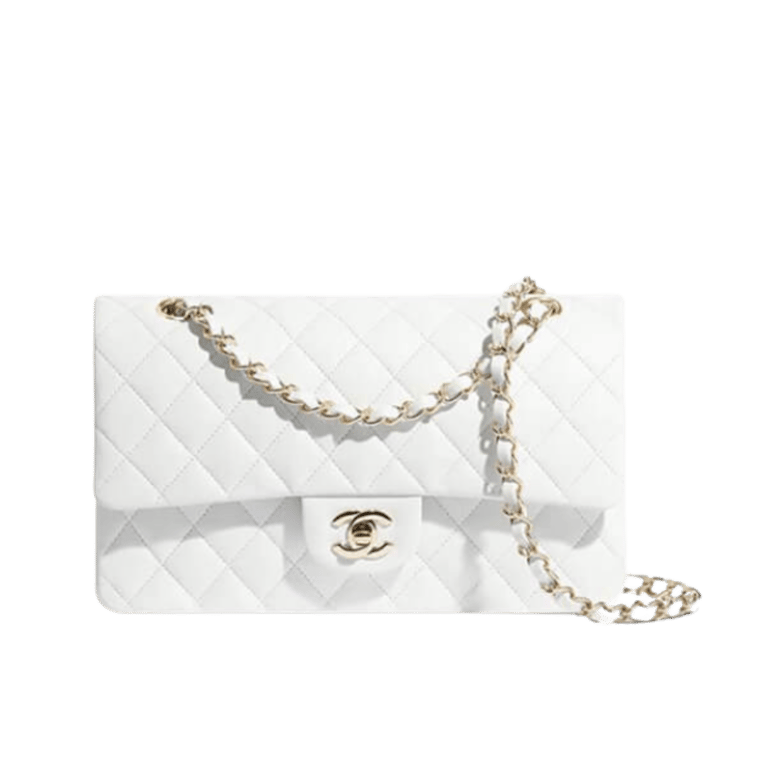 Super White Gold Chain Chanel Double Flaps Quilted Bag
