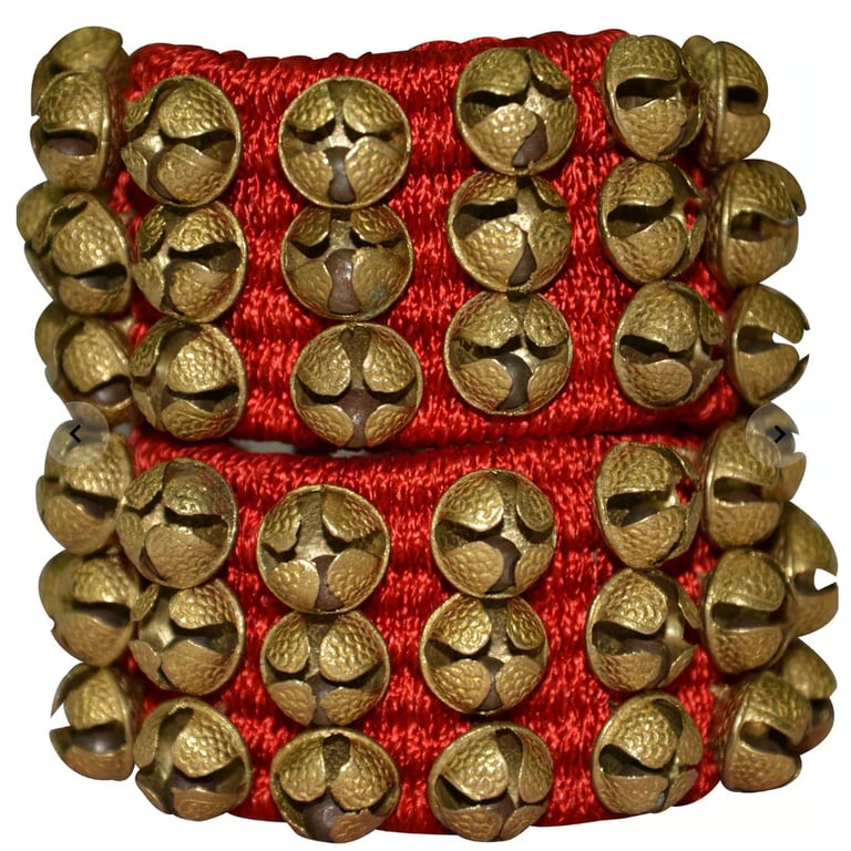 Cascabeles de danza de la India (30 campanas para la pierna) Tobillera tradicional con cascabeles